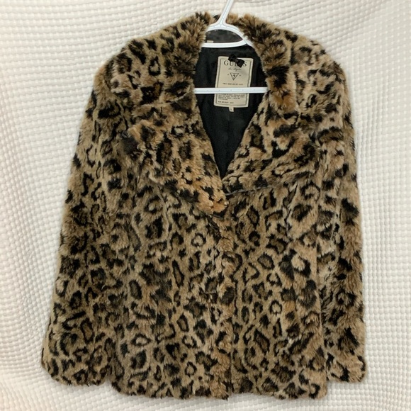 Guess Jackets & Blazers - Leopard print faux fur guess coat